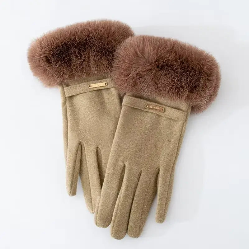 Gants en Microsuède avec Revers en Fausse Fourrure pour Femmes – Gants Isolants et Tactiles 10
