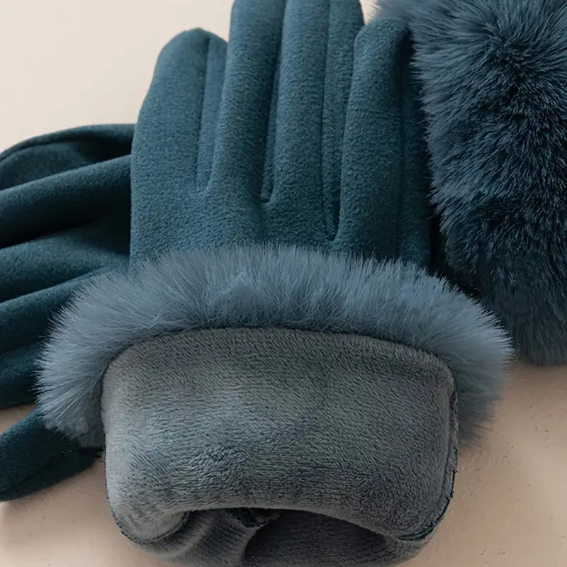 Gants en Microsuède avec Revers en Fausse Fourrure pour Femmes – Gants Isolants et Tactiles 3