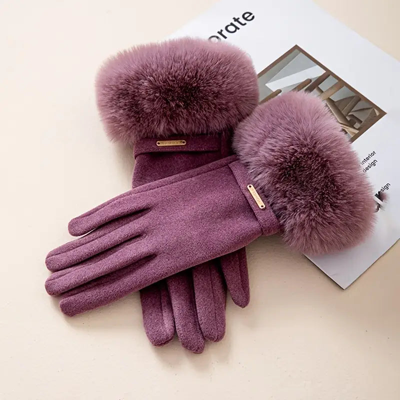 Gants en Microsuède avec Revers en Fausse Fourrure pour Femmes – Gants Isolants et Tactiles 5
