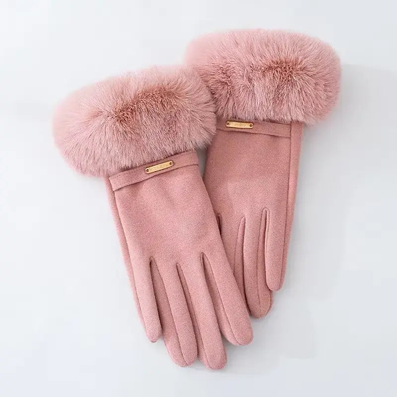 Gants en Microsuède avec Revers en Fausse Fourrure pour Femmes – Gants Isolants et Tactiles 9
