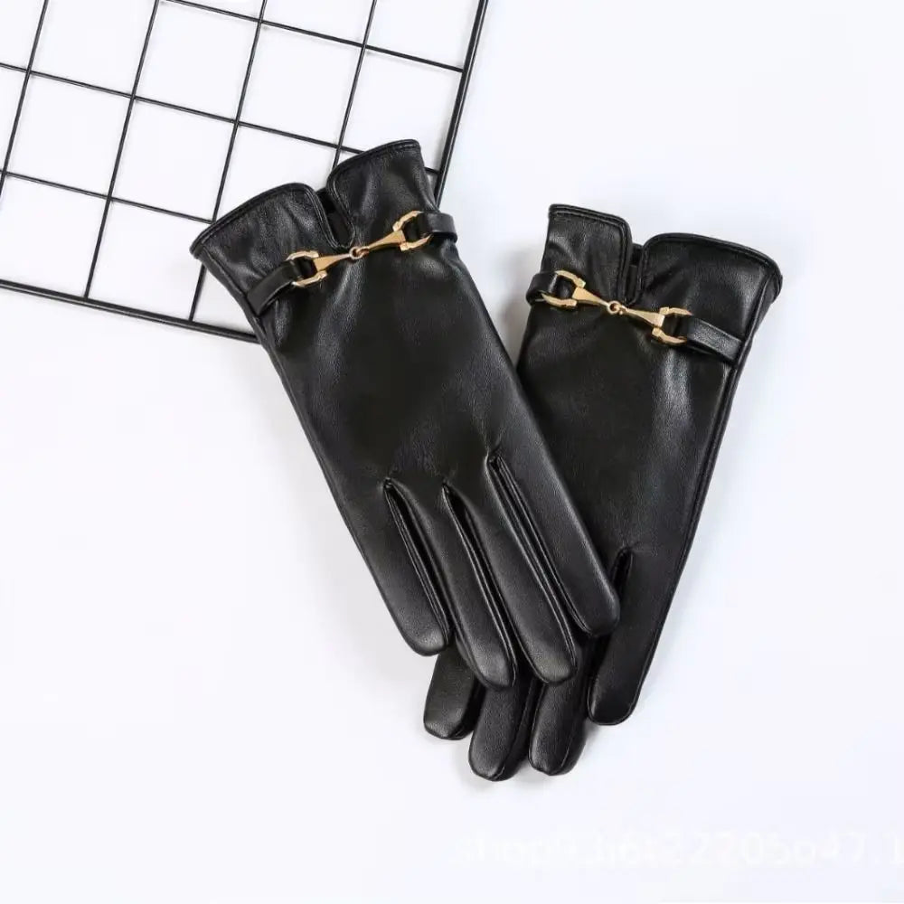 Gants en Simili Cuir pour Femme avec Doublure en Velours – Poignet Festonné 4