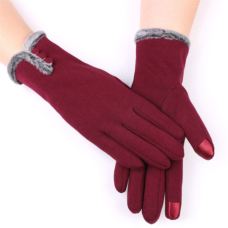Gants isolants pour femmes avec poignet en fausse fourrure et écran tactile 1
