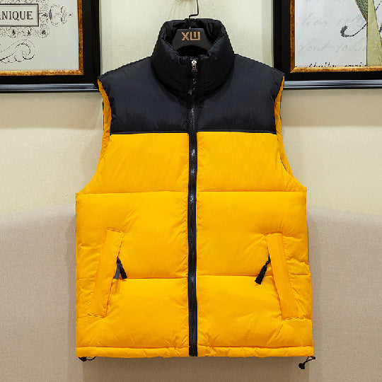 Gilet Doudoune Isolé Sans Manches pour Hommes – Polyester Durable, Col Mandarin, Poches Zippées, Idéal Hiver
