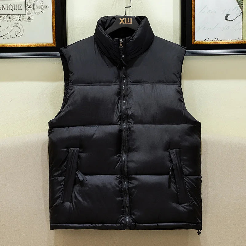 Gilet Doudoune Isolé Sans Manches pour Hommes – Polyester Durable, Col Mandarin, Poches Zippées, Idéal Hiver