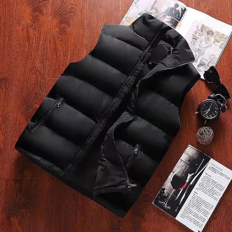 Gilet Doudoune Léger pour Hommes avec Col Montant – Veste Décontractée en Polyester