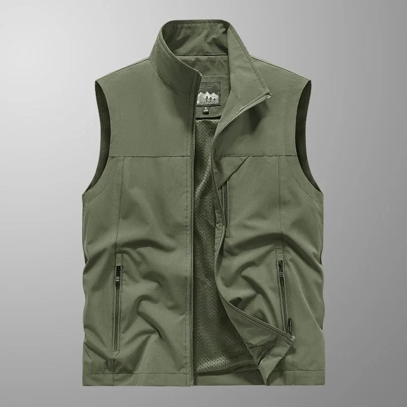 Gilet Imperméable pour Hommes en Polyester – Sans Manches et Résistant au Vent