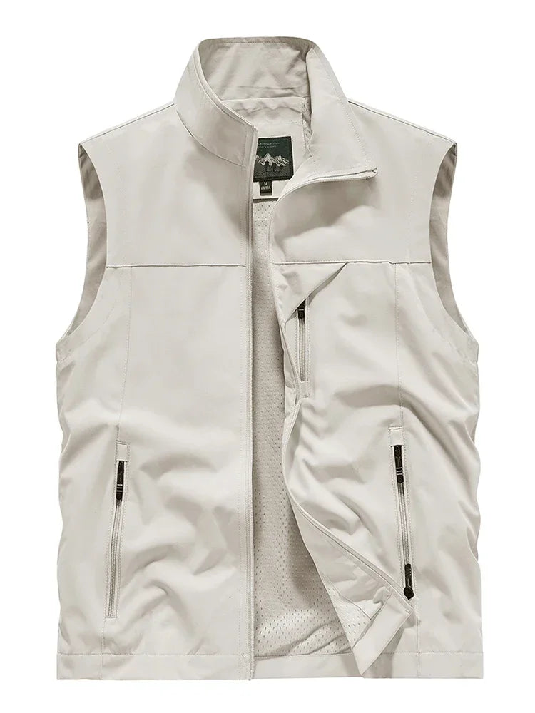 Gilet Imperméable pour Hommes en Polyester – Sans Manches et Résistant au Vent
