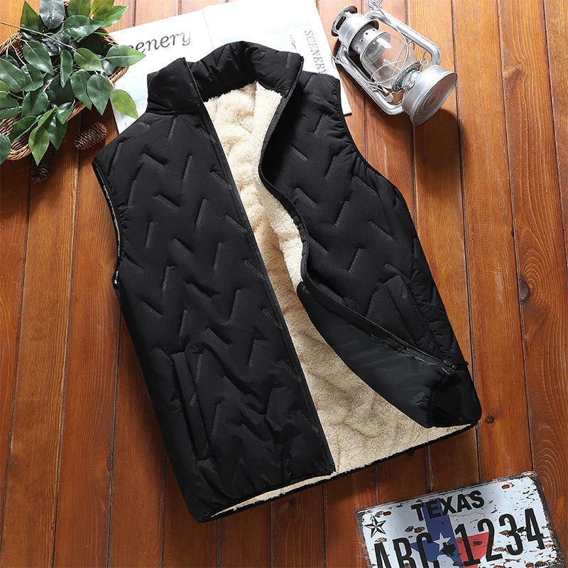 Gilet Isolant Slim pour Hommes avec Doublure Sherpa et Col Montant – Idéal pour l'Hiver, Poches Zippées