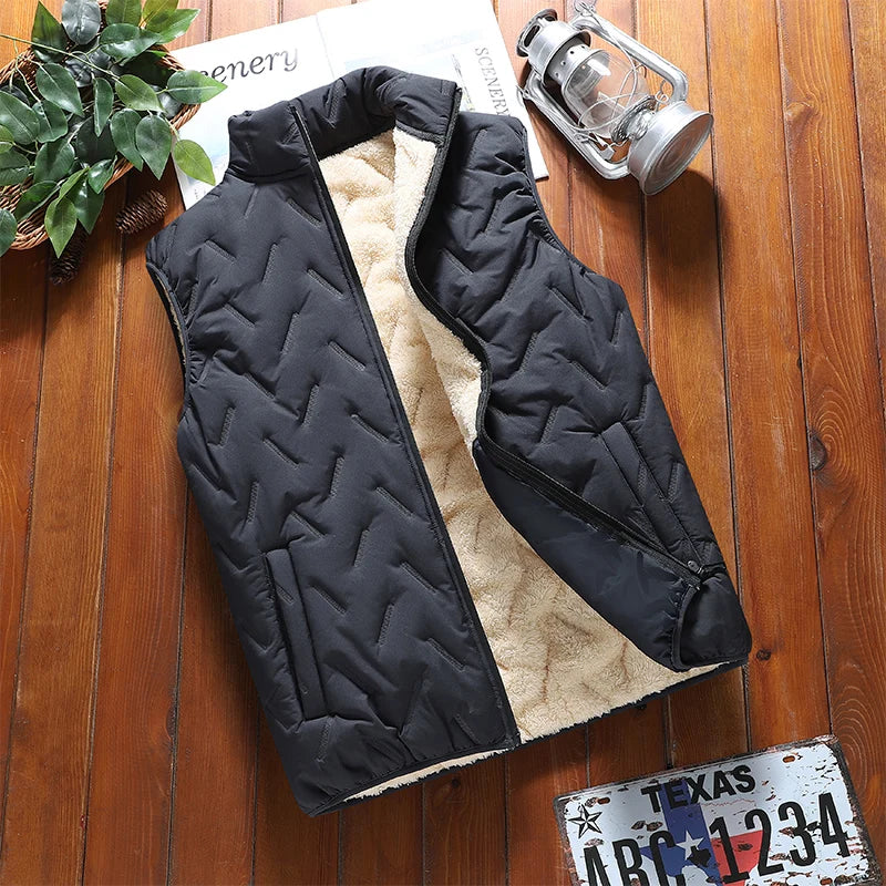 Gilet Isolant Slim for Men with Sherpa Lining and Stand Collar – Ideal for Winter, Zipped Pockets