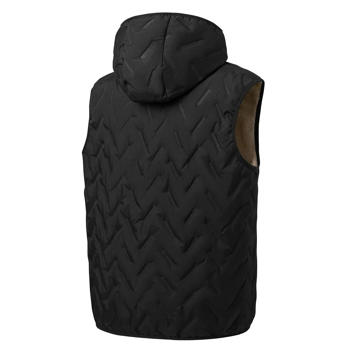 Men's Down Insulated Vest with Hood and Zippered Pockets - Quilted for Fall and Winter
