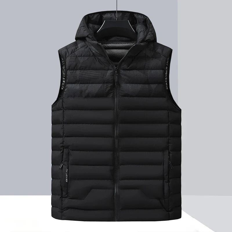 Gilet Matelassé Sans Manches pour Hommes avec Capuche – Confort et Style pour l'Automne