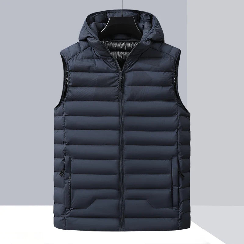 Gilet Matelassé Sans Manches pour Hommes avec Capuche – Confort et Style pour l'Automne