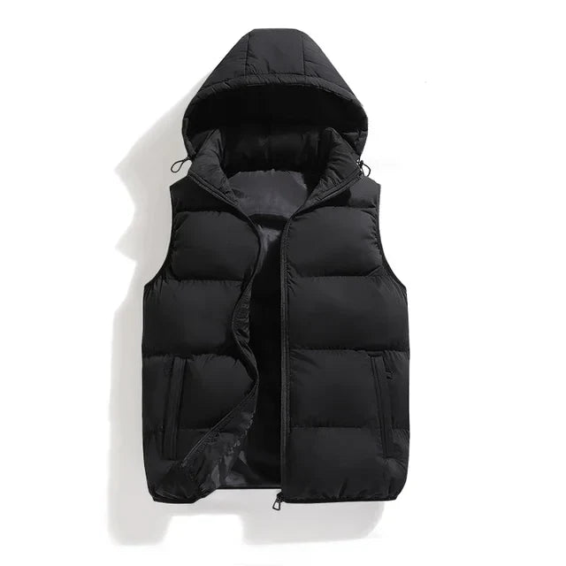 Gilet Matelassé pour Hommes avec Capuche – Coton et Polyester, Idéal pour l'Hiver