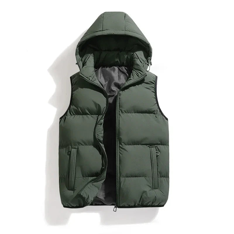 Gilet Matelassé pour Hommes avec Capuche – Coton et Polyester, Idéal pour l'Hiver