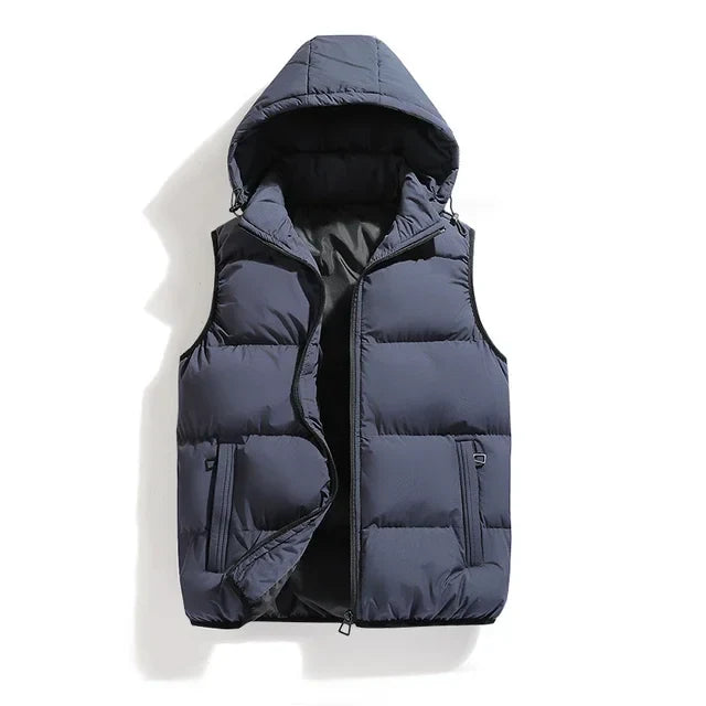 Gilet Matelassé pour Hommes avec Capuche – Coton et Polyester, Idéal pour l'Hiver