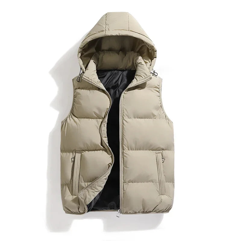 Gilet Matelassé pour Hommes avec Capuche – Coton et Polyester, Idéal pour l'Hiver