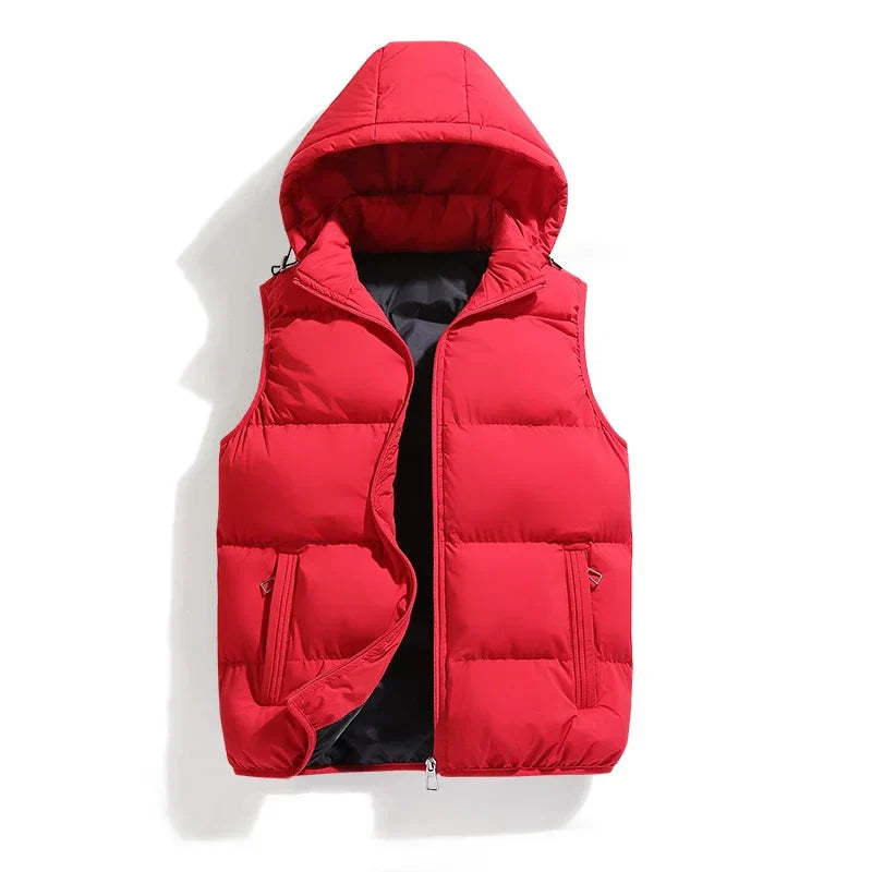 Gilet Matelassé pour Hommes avec Capuche – Coton et Polyester, Idéal pour l'Hiver