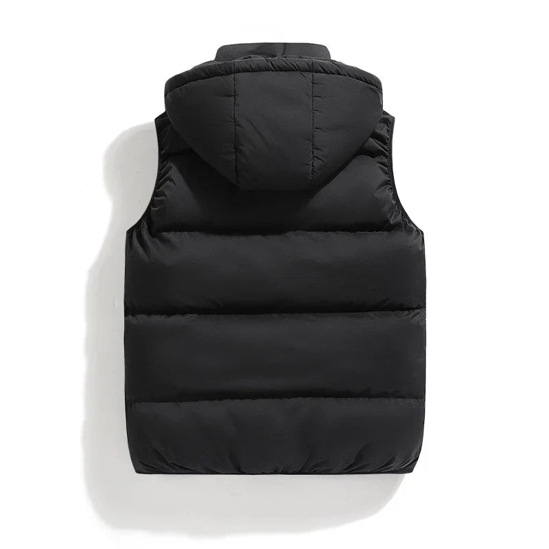 Gilet Matelassé pour Hommes avec Capuche – Coton et Polyester, Idéal pour l'Hiver