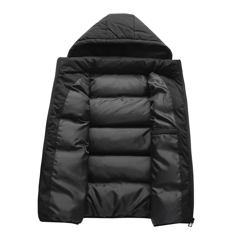 Gilet Matelassé pour Hommes avec Capuche – Coton et Polyester, Idéal pour l'Hiver