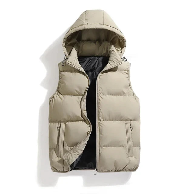 Gilet Matelassé pour Hommes avec Capuche – Coton et Polyester, Idéal pour l'Hiver