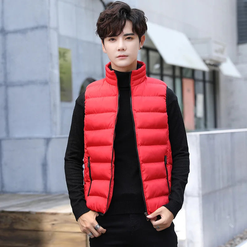 Gilet Matelassé pour Hommes avec Col Montant – Mélange de Coton et Polyester pour Hiver