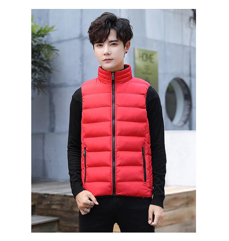 Gilet Matelassé pour Hommes avec Col Montant – Mélange de Coton et Polyester pour Hiver