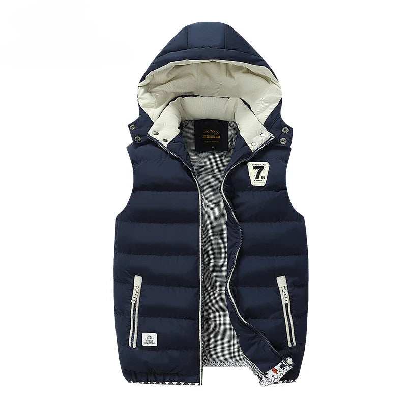 Gilet à Capuche Coupe-Vent Rembourré pour Hommes - Polyester, Automne