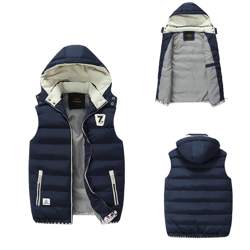 Gilet à Capuche Coupe-Vent Rembourré pour Hommes - Polyester, Automne
