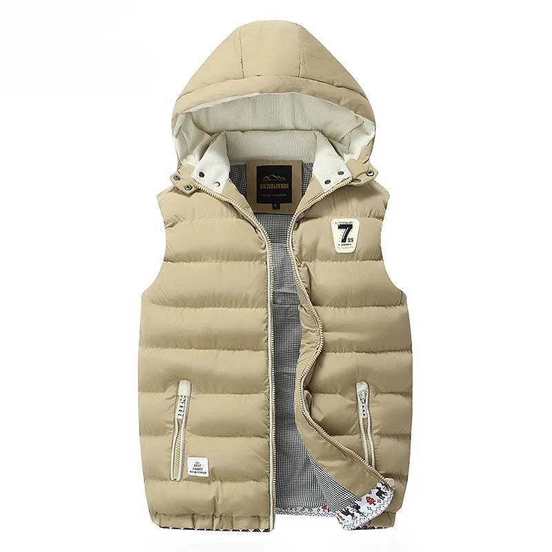 Gilet à Capuche Coupe-Vent Rembourré pour Hommes - Polyester, Automne