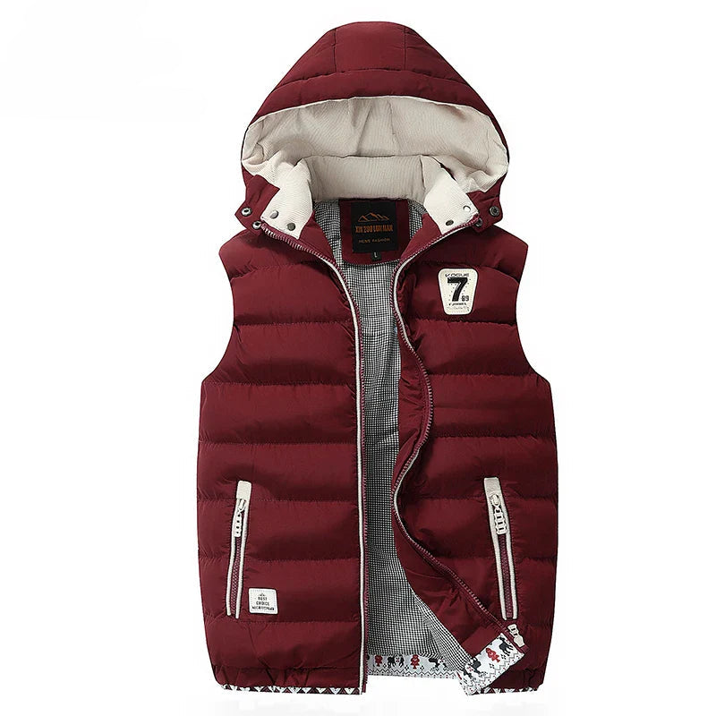 Gilet à Capuche Coupe-Vent Rembourré pour Hommes - Polyester, Automne