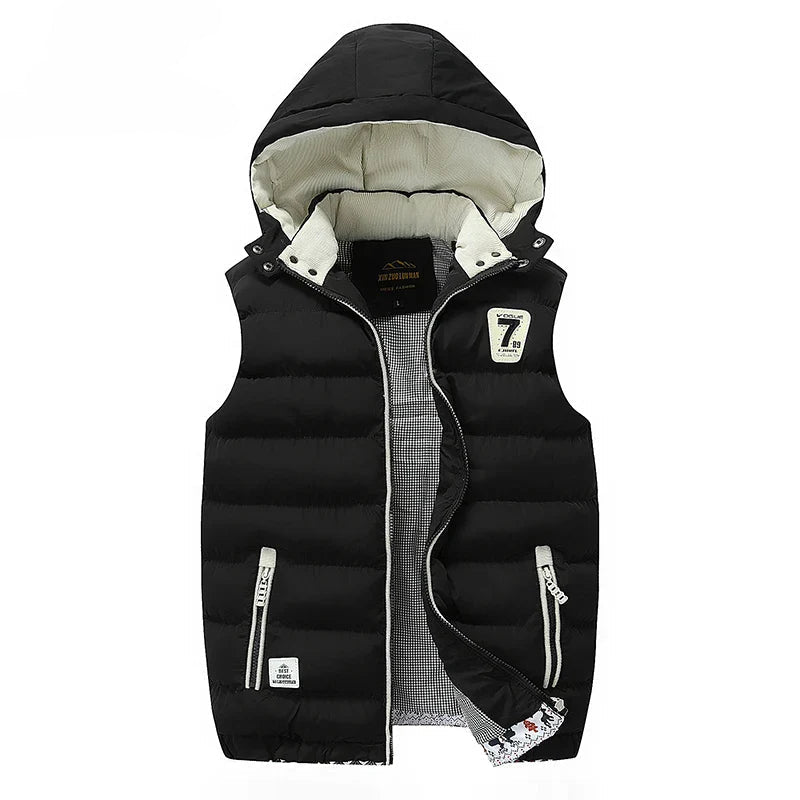 Gilet à Capuche Coupe-Vent Rembourré pour Hommes - Polyester, Automne