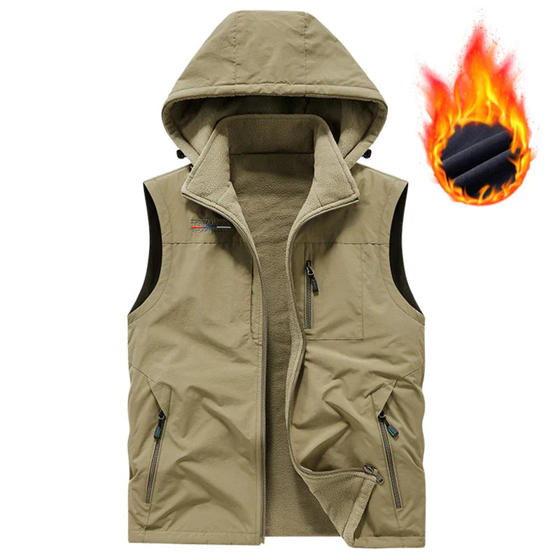 Gilet à Capuche en Nylon avec Doublure Polaire pour Hommes – Idéal pour l'Automne et l'Hiver