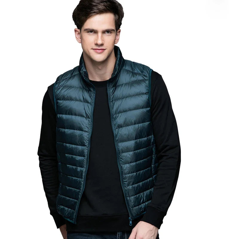 Gilet en Duvet Léger pour Hommes avec Col Mandarin – Idéal pour le Printemps et l'Automne
