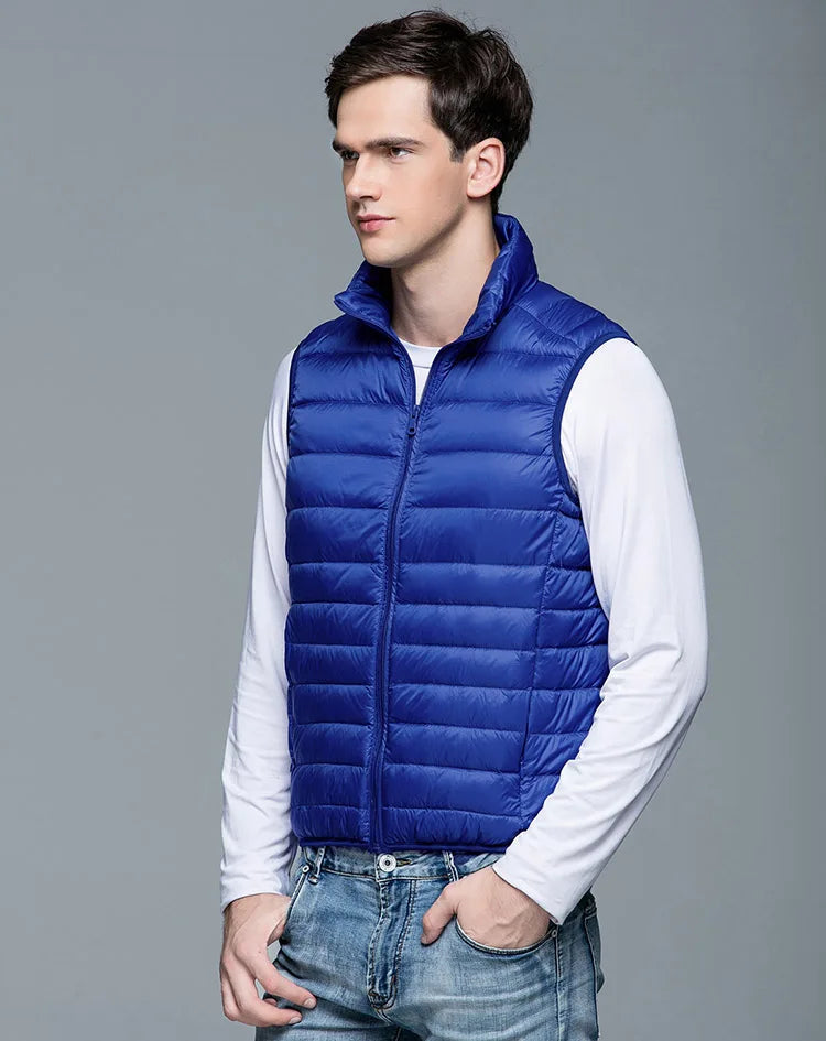 Gilet en Duvet Léger pour Hommes avec Col Mandarin – Idéal pour le Printemps et l'Automne