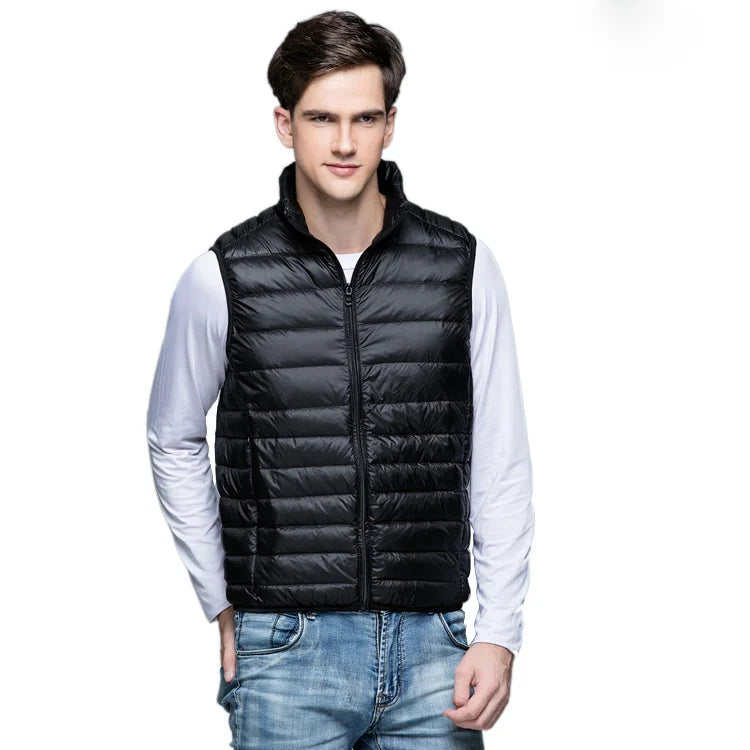 Gilet en Duvet Léger pour Hommes avec Col Mandarin – Idéal pour le Printemps et l'Automne