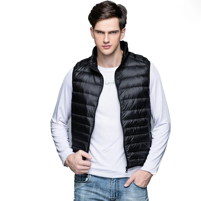 Gilet en Duvet Léger pour Hommes avec Col Mandarin – Idéal pour le Printemps et l'Automne
