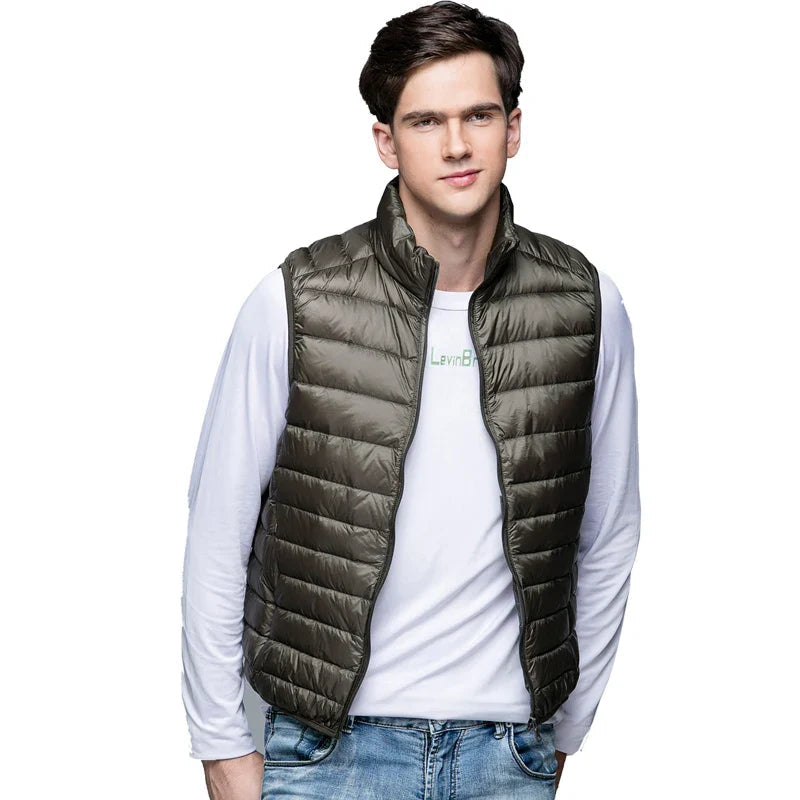 Gilet en Duvet Léger pour Hommes avec Col Mandarin – Idéal pour le Printemps et l'Automne
