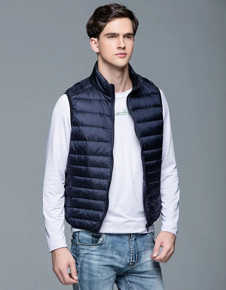 Gilet en Duvet Léger pour Hommes avec Col Mandarin – Idéal pour le Printemps et l'Automne