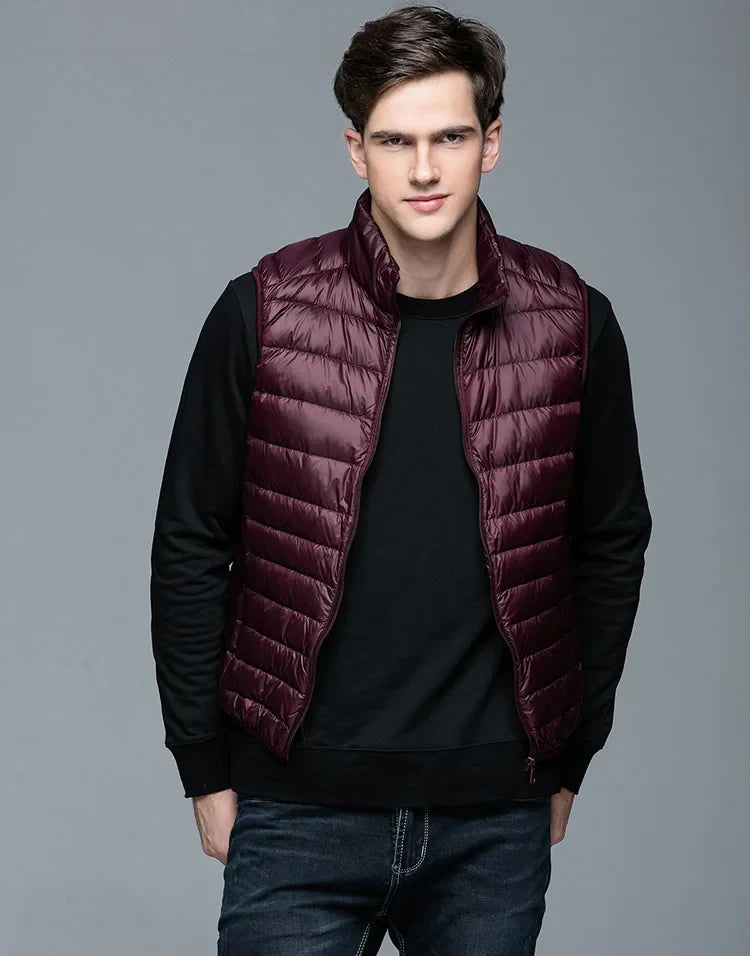 Gilet en Duvet Léger pour Hommes avec Col Mandarin – Idéal pour le Printemps et l'Automne