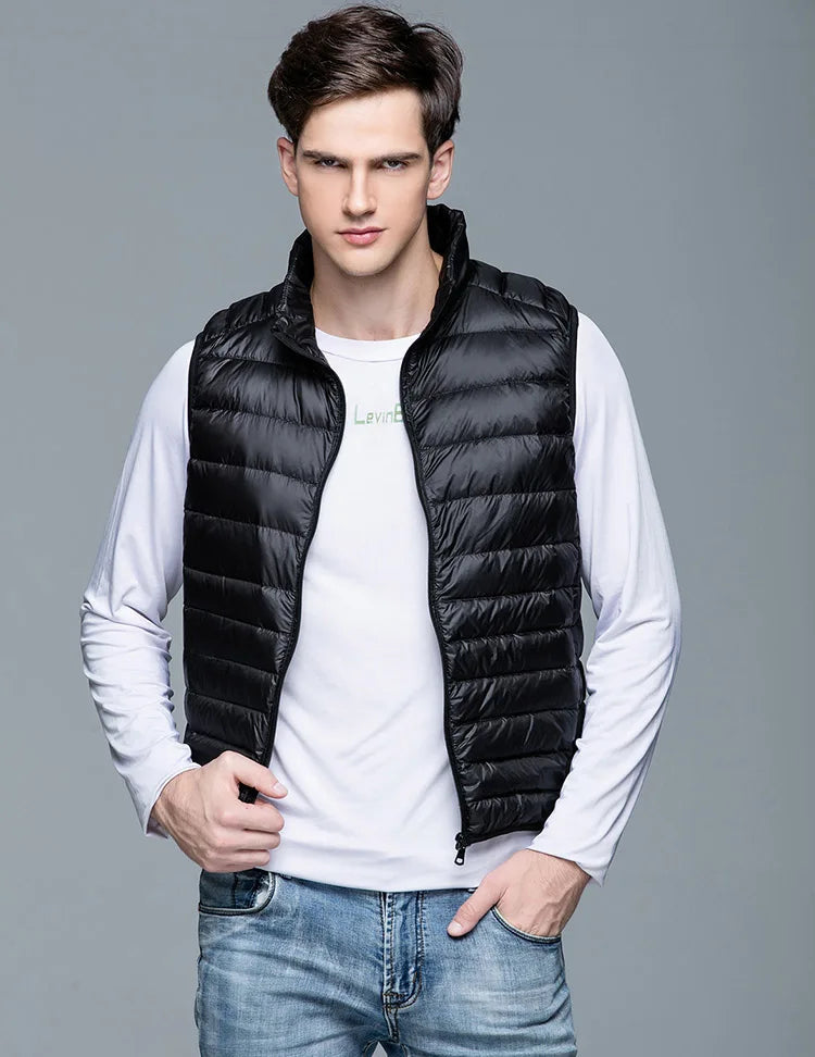 Gilet en Duvet Léger pour Hommes avec Col Mandarin – Idéal pour le Printemps et l'Automne