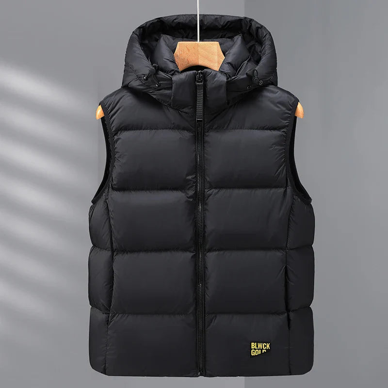 Gilet en Duvet pour Hommes - Matelassé, Col Mandarin, Mélange de Coton pour l'Automne