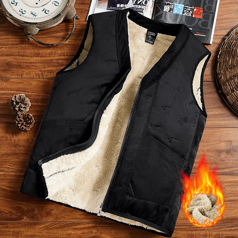 Gilet sans manches pour hommes en laine épaisse avec doublure en polaire - Confort et style pour l'hiver