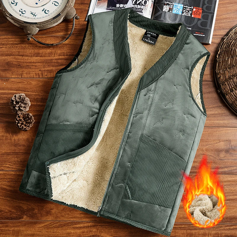 Gilet sans manches pour hommes en laine épaisse avec doublure en polaire - Confort et style pour l'hiver