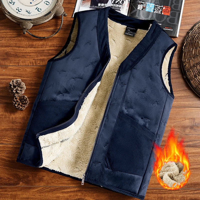Gilet sans manches pour hommes en laine épaisse avec doublure en polaire - Confort et style pour l'hiver