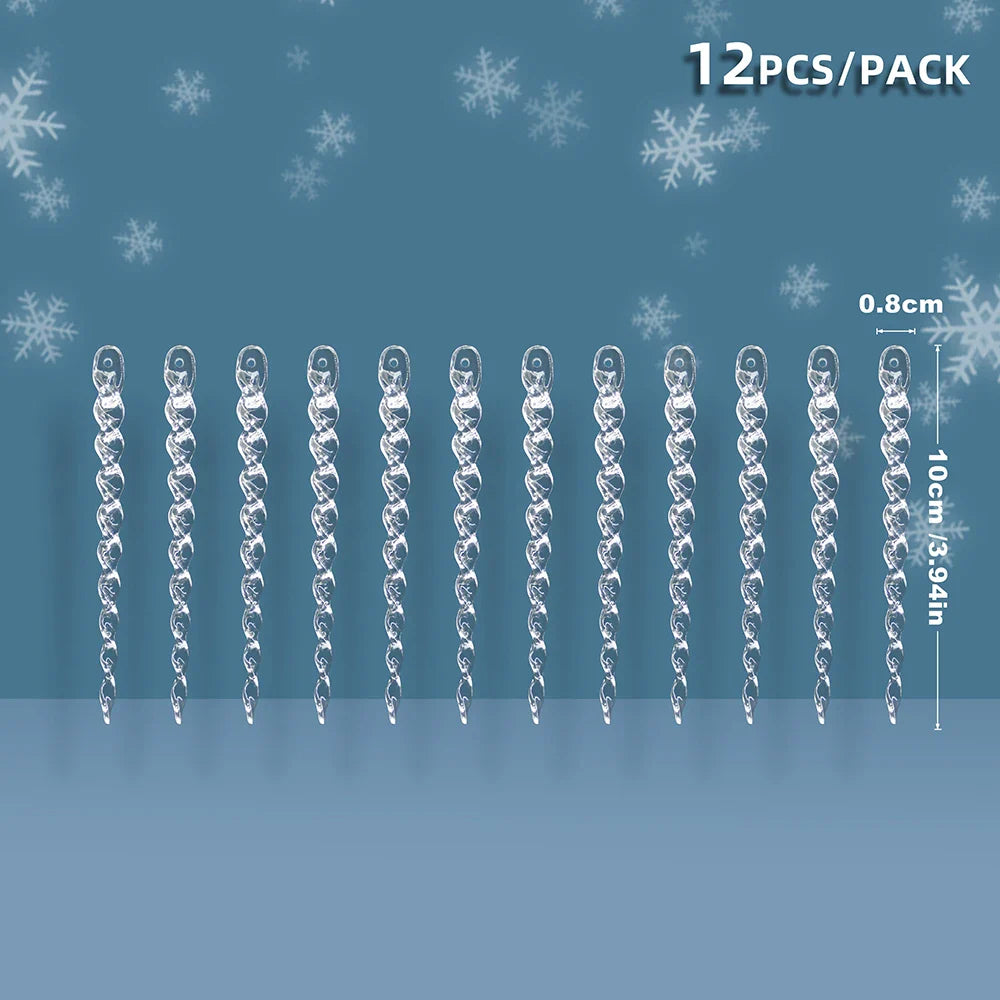 Artificial Christmas Ice Cubes in Transparent Plastic - Hanging Decoration, 10/12 Pieces, Dimensions 10/13/15/20 cm