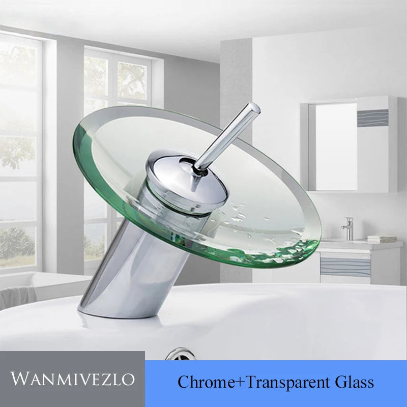 Gleam Glass Faucet | Round Waterfall Design, Chrome Finish