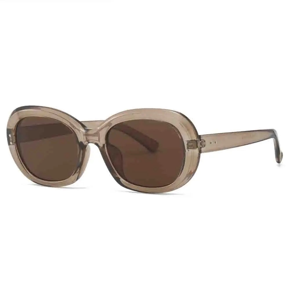 Women's Round Sunglasses UV400 - Manhattan Model in Brown Resin, Trendy Design and Optimal Comfort