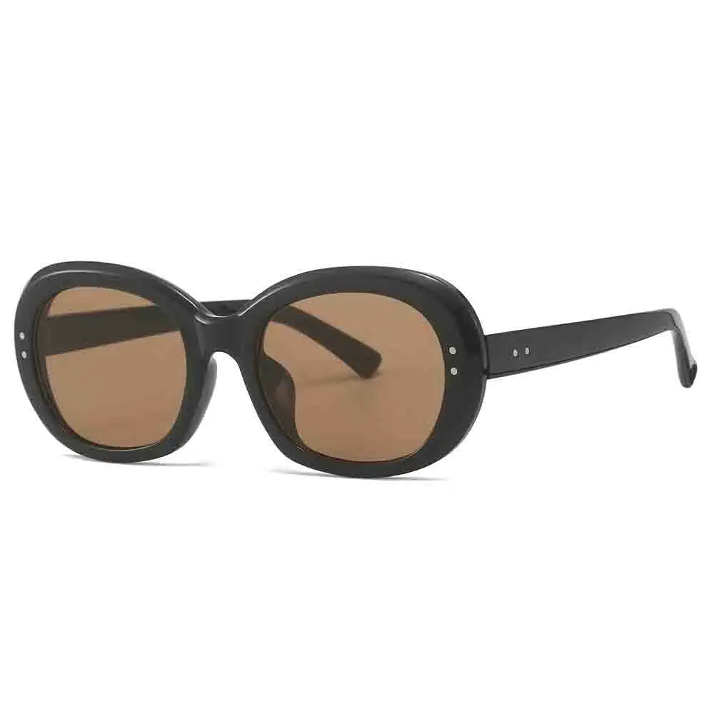 Women's Round Sunglasses with Brown UV400 Lenses – Elegance and Sun Protection