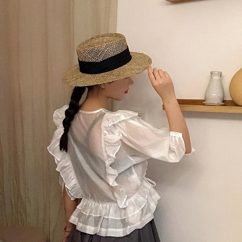 Chapeau de Paille Léger Mixte avec Protection Solaire – Chapeau Canotier Élégant pour Homme et Femme