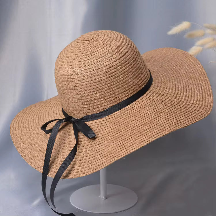 Women's Adjustable Straw Hat with Sun Protection - 12cm Brim Width, Summer Comfort